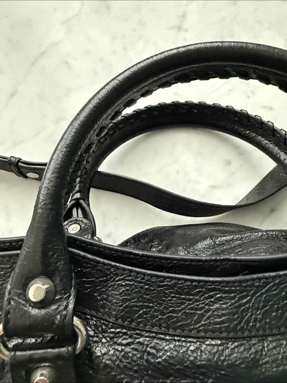 Balenciaga Black Leather City Bag with Silver Hardware - Picture 4 of 9